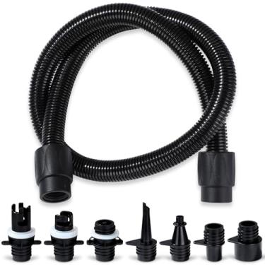 Imagem de Conjunto de adaptador de bomba universal para prancha de remo, mangueira com 7 bocais de válvula de ar, conversor de válvula de compressor de ar para barco, kits de conectores roscados giratórios