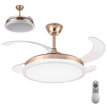 Imagem de Ventilador de Teto Grande Pa Retratil Luminaria Led 3 em 1 Lampada Controle Casa Escritorio Trabalho Moderno Silencioso