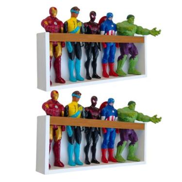 Imagem de Kit 2 Prateleiras Bonecos Heróis Barbie Estante Brinquedos Infantis Pe