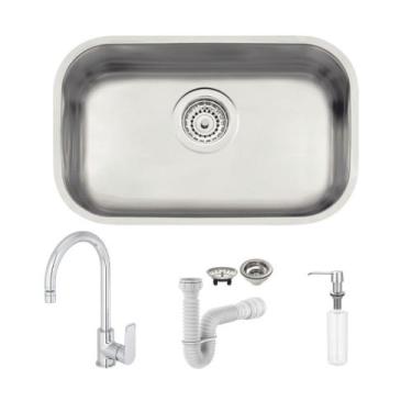 Imagem de Cuba Tramontina Lavínia 47x30 94022102 Inox Acetinado + Torneira Deca 