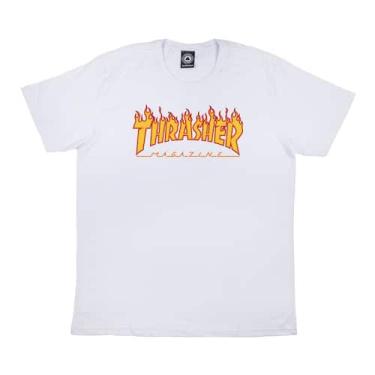 Imagem de Camiseta Manga Curta Flame Logo Thrasher Magazine, Branco, GG