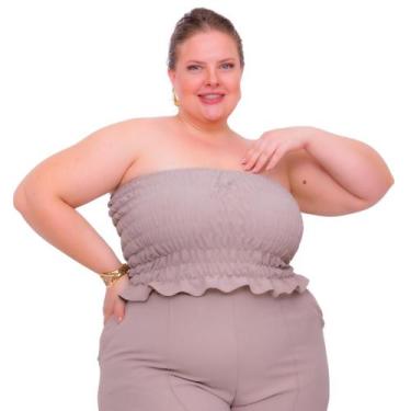 Imagem de Top cropped faixa decote reto ombros a mostra em elastex tubinho elast