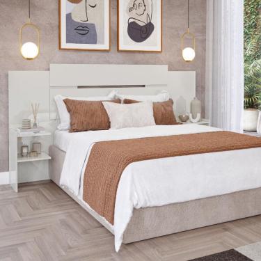 Imagem de Cabeceira Casal Extensivel com 2 Prateleiras Lateral em MDF Mila Panan