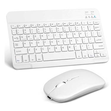 Imagem de Kit Teclado e Mouse Bluetooth 5.2 Utra Fino Compatível Com Pc, iPad e Android - Branco