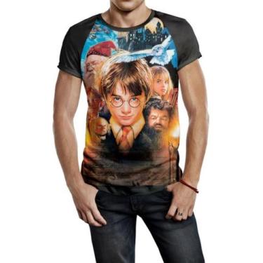 Imagem de Camiseta Raglan Masculina Harry Potter Ref:216 - smoke, Preto, G