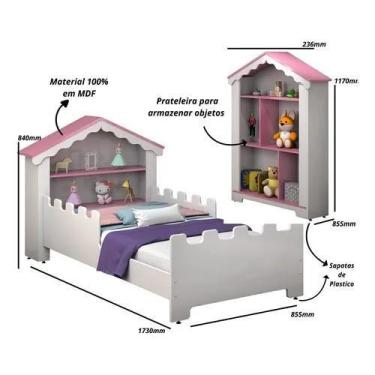 Imagem de Cama Mini Magia Cabeceira Casinha e Estante e Nichos Organizadores Inf