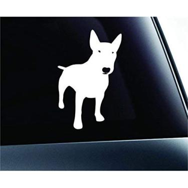 Imagem de Adesivo com símbolo de silhueta de bull terrier, estampa de pata, cachorrinho, animal de estimação, família, amor, carro, caminhão, janela, janela, laptop, carro, casa, caminhão, janela, laptop