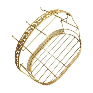 Imagem de Ｂｅｓｇａ Escorredor de copos acessório presente para 6 xícaras economiza espaço com cesto de armazenamento suporte de escorredor de ferro minimalista, Oval Ouro Amarelo