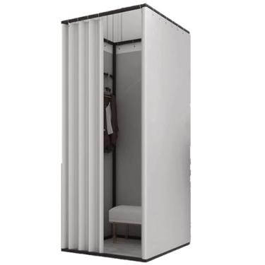 Imagem de Camarim quadrado com cortina de sombreamento, trocador portátil e expositor para lojas de roupas e uso temporário (cinza, 100 x 85 x 200 cm)