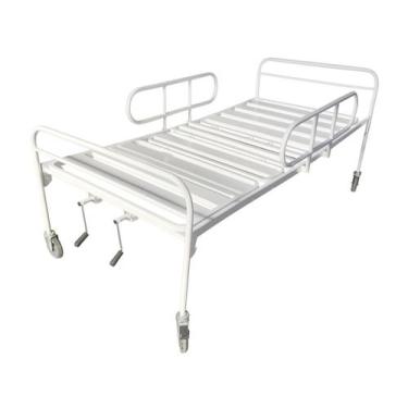 Imagem de Cama Hospitalar Manual Simples 2 Manivelas com Rodinhas Suporta até 15