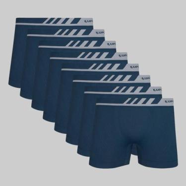 Imagem de Kit 8 Cuecas Lupo Boxer Microfibra Sem Costura 00671, Azul médio, GG