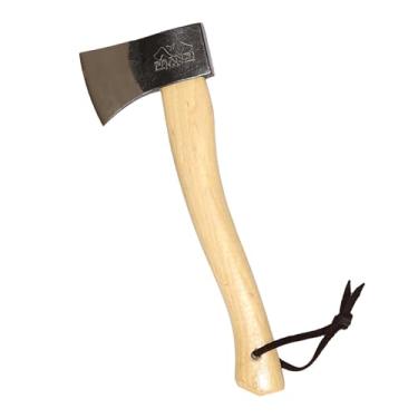 Imagem de Prandi Machadinha de Aço Carbono Forjado Yankee C45 da Axes - Cabo de Nogueira com Cordão de Couro - Ideal para Camping, Viagens e Bushcraft - S/N 3.043.06.TH - 38.1 cm C x 13.5 cm 1W, 600 g Cabeça