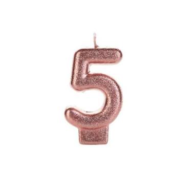 Imagem de Vela Bronze Glitter Número 5 para Festas - Elegância e Brilho - no-bra