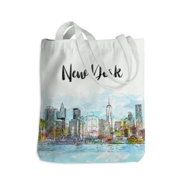 Imagem de Bolsa de praia New York Souvenirs and Gifts Bolsa de praia New York Canvas Tote Bag for Women Friendship Christmas Birthday, New York 00312, Large, Tendência