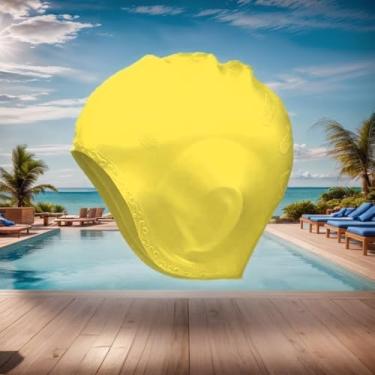 Imagem de Toucas de natação de silicone à prova d'água, design adequado para homens e mulheres com cabelo comprido, chapéu de natação antiderrapante confortável (amarelo)