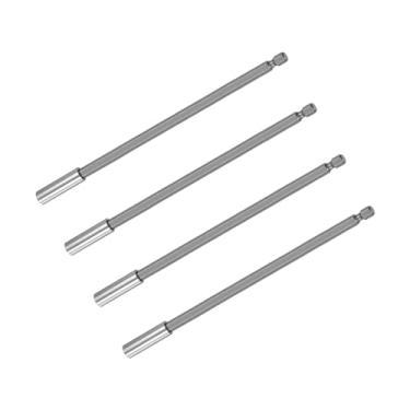Imagem de 4 peças de haste sextavada de 1/4 polegada por extensão magnética de 15 cm, ferramenta elétrica de broca de chave de fenda de liberação rápida