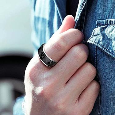 Imagem de Anel masculino banhado a preto, aço inoxidável, estrela de Davi, anel giratório para dedo mindinho, joias, 12, Aço inoxidável, Sem pedra preciosa