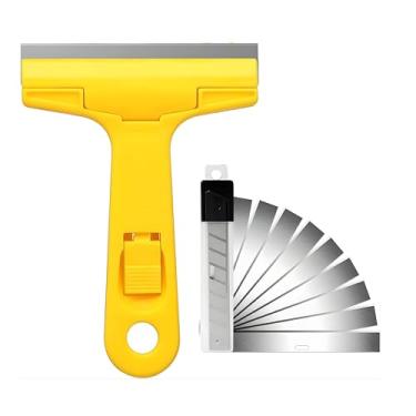 Imagem de Kit Espátula de Limpeza Raspadora Ratinho Multiuso Resíduos Tinta Vidro Piso Rejunte + Lâminas (1 Raspador + 10 Lâminas)