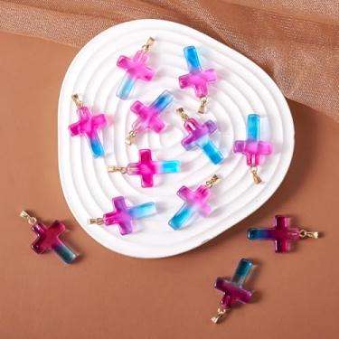 Imagem de Pingentes de cruz de vidro, crucifixo de Jesus, 20 peças, pingente de cruz religiosa azul celeste profundo para fazer joias católicas faça você mesmo, colar, pulseira, brinco, chaveiro