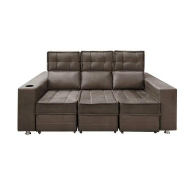 Imagem de Sofá Retrátil E Reclinável 3 Lugares Londres 2.10cm C/molas Marrom