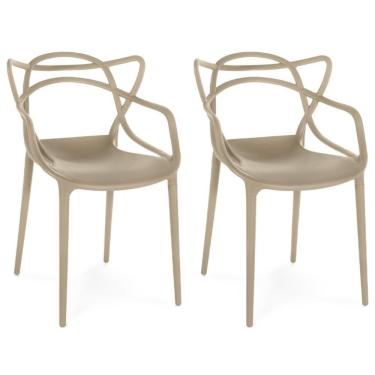 Imagem de Kit 2 Cadeiras De Jantar Allegra Prática Empilhável - Nude
