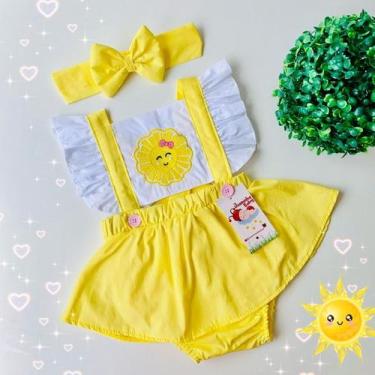 Imagem de Jardineira Raio de Luz Sol + Faixinha de Cabelo - Joaninha Baby, 06M A