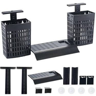 Imagem de 2 peças de suporte ajustável atualizado para plantas de aquário, plataforma de tanque de tartaruga, suporte de plantas de aquário de peixes, cultivo de plantas aquapônicas e decoração de paisagem de