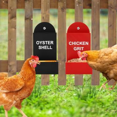 Imagem de 2 peças alimentador automático de galinha com impressão 3D criativo, grão de galinha e casca de ostra, alimentador de cascalho, fácil de instalar e limpar para uso externo e interno