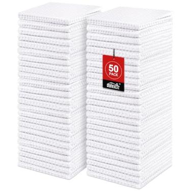 Imagem de HOMEXCEL Toalhas de banho brancas waffle pacote com 50, toalhas de rosto de microfibra premium, ultra macias, leves e altamente absorventes, toalhas de secagem rápida para banheiro, academia, chuveiro