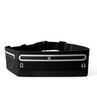 Imagem de Pochete Bolso Duplo fone Corrida Celular Exercicios Academia Impermeavel Slim (Preto)