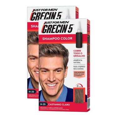 Imagem de Kit 2 Grecin 5 Shampoo Color Tonalizante Castanho Claro 60ml