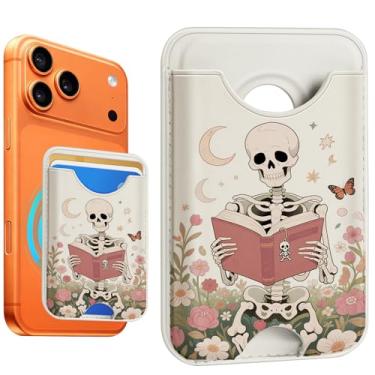 Imagem de Fjdcslwx Compatível com porta-cartão magnético Magsafe – carteiras de telefone esqueleto para mulheres adolescentes fofas para iPhone 17/16/15/14/13/12 Series Slim para Apple Mag RFID Magnet, serve