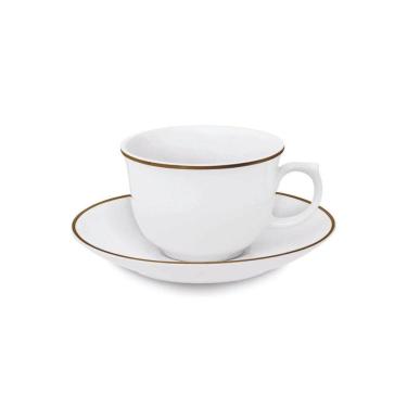 Imagem de Conjunto De Xícaras Para Chá Com Pires Em Porcelana Flamingo Com 12 Peças 240Ml Oxford Sofia