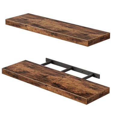 Imagem de Fixwal Prateleiras flutuantes para parede, prateleiras de madeira rústica montadas na parede de 56 cm para sala de estar, quarto, banheiro e cozinha, para armazenamento, livros, decoração de quarto