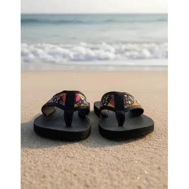 Imagem de Chinelo Feminino DuRio Búzios Estampado Colorido Macio Leve Vegano Sec