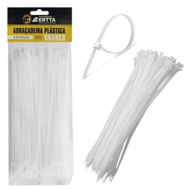 Imagem de 100 Fita Herman Cinta Plástica 3.6x150mm Abraçadeiras de Nylon Branco 