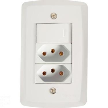 Imagem de Conjunto 4x2 com 1 Interruptor Simples 10 A 250 V e 2 Tomadas 2P+T 10 