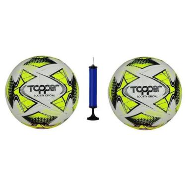 Imagem de Kit 2 Bola Futebol Society Topper 22 + Bomba de Ar - Amarelo, Amarelo