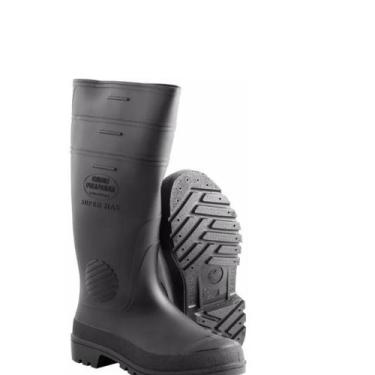 Imagem de Bota De Borracha Pvc Preta Calfor Pampeana Sem Forro Cano Extra Longo 