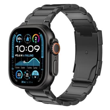 Imagem de MoKo Pulseira de titânio compatível com Apple Watch Ultra 3/2/1 de 49 mm, S11/S10 46 mm, 9/8/7 45 mm, SE3/SE2/SE/6/5/4 de 44 mm, 3/2/1 de 42 mm, SE3/SE2/SE/6/5/4 de 44 mm, 3/2/1 de 42 mm, Bk