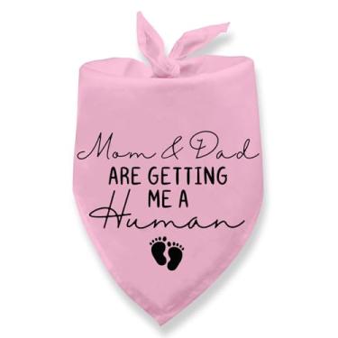 Imagem de Bandana de cachorro anúncio de gravidez Mom & Dad are Getting Me a Human Dog Baby Announcement Bandana Gravidez Anúncio de Gênero Revelar Cães Cachecol para Cães Pequenos e Médios (Rosa)