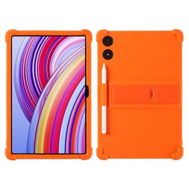 Imagem de QYiiD Capa para tablet Xiaomi Redmi Pad Pro/Xiaomi Poco Pad 2024 de 12,1 polegadas, capa protetora dobrável de silicone leve para crianças, laranja
