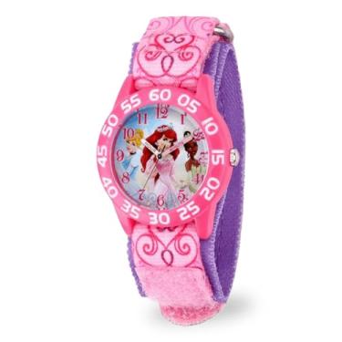 Imagem de Relógio Dsiney Princess infantil plástico Time Teacher analógico quartzo pulseira de nylon, rosa