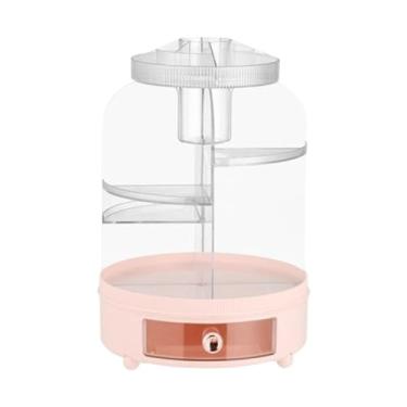 Imagem de predolo Organizador de maquiagem rotativo 360 °, organizador cosmético multiuso, recipiente de pincéis para de lápis de sobrancelha, Rosa