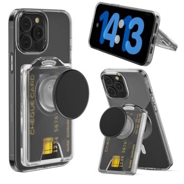 Imagem de Suporte para carteira MagSafe, suporte magnético ajustável, suporte de telefone com aderência segura, para Galaxy S25 S24 S23 Series e iPhone 16 15 14 13 12 Series, serve para 3 cartões, preto