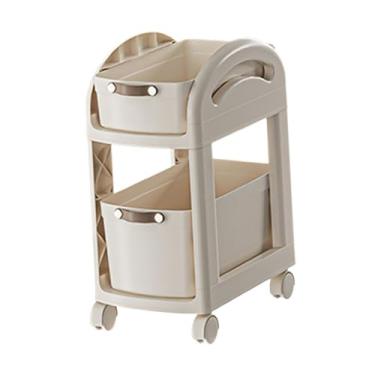 Imagem de DimyFew Carrinho de rolamento sobre rodas cesta de frutas vegetais multifuncional carrinho de utilidades cozinha rack de armazenamento para banheiro sala de, 2 Camadas de Branco