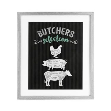 Imagem de Stupell Industries Butchers Selection Animal Sections Impressão emoldurada cinza sob vidro, design por Lettered and Lined, 21 x 17