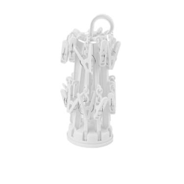 Imagem de Varal Guarda-Chuva Compacto, 16 Prendedores, Plástico e Aço, 40cm, Branco, para Uso Interno e Externo, Capacidade 98g