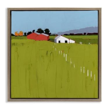 Imagem de Stupell Industries Arte de parede em tela flutuante emoldurada preta com linha de cerca pastoral, design por Ruth LaGue, 63 x 63 cm