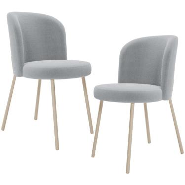 Imagem de Kit 02 Cadeiras Para Sala de Jantar Cozinha Estofada Gavi Arena L02 Bouclê Cinza - Lyam Decor